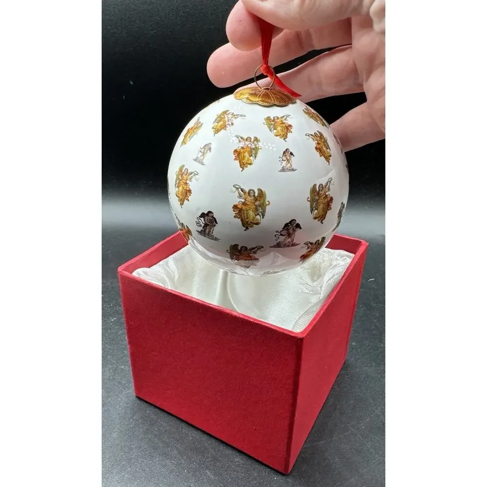 Pier 1 LI BIEN Hand-Painted Inside Glass Christmas Ornament the Angels -S1L